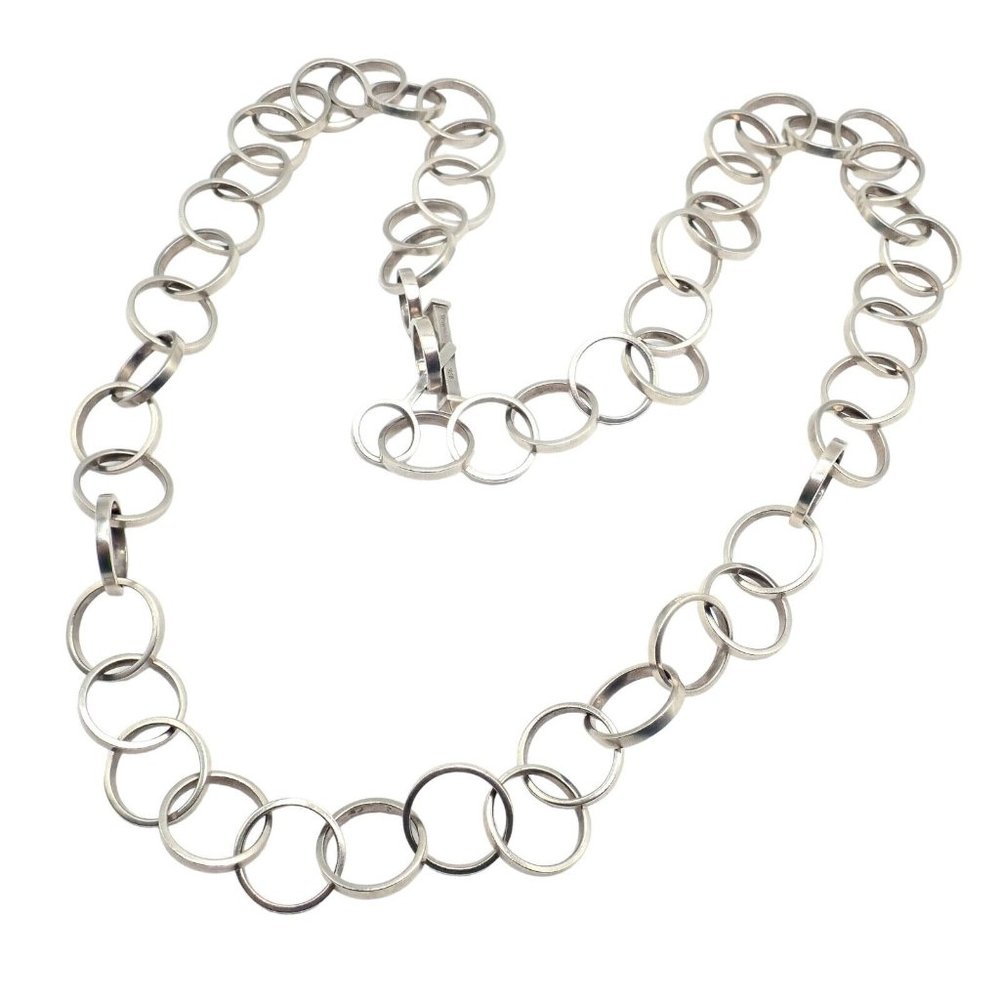 Rare! Tiffany & Co Picasso Sterling Silver Circle Link Long 34" Circle Necklace